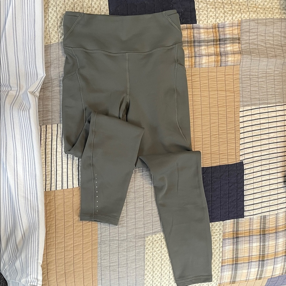 Wondertrain Fleece Olive Green Leggings 28”